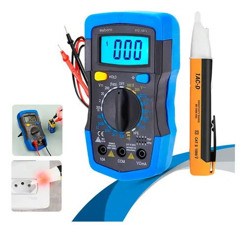 Kit Multímetro Digital Profissional com Caneta Teste Tensão